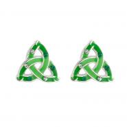 Ear studs celtic knot design green