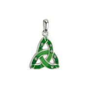Green pendant Celtic knot with white stones