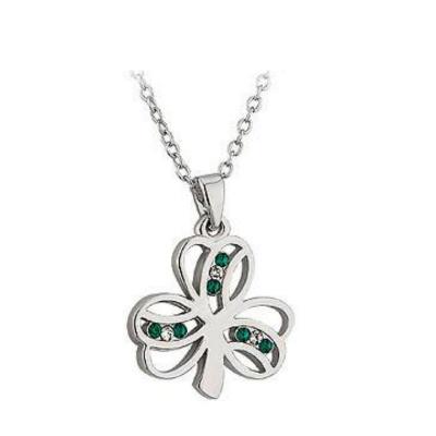 Pendant shamrock with white and green stones