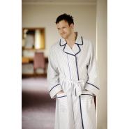 Bathrobe - white with blue and red stripes