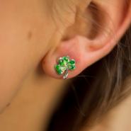Green earrings shamrock with green & white stones