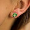 Green earrings shamrock with green &amp; white stones