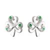 Stud earrings shamrock with green stones