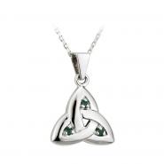 Pendant Celtic Knot with green stones and diamonds