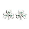 Stud earrings shamrock with green diamonds