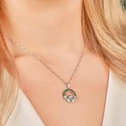 Pendant Claddagh of sterling silver and Connemara marble