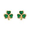 Studs shamrock gold plated with green stone
