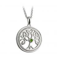 Celtic pendant Tree of Life with green stone
