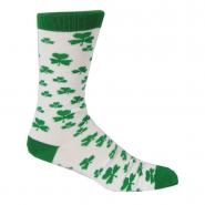 Cotton socks white with green shamrock motif
