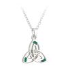 Pendant Celtic knot design with green and white stones