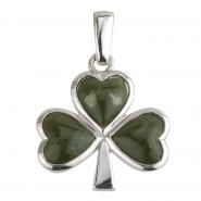 Shamrock, Sterling Silver and Connemara Marble Pendant