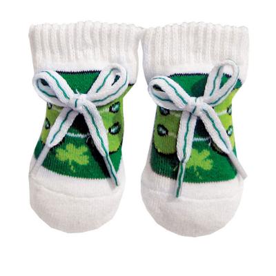 Baby socks, green with bow