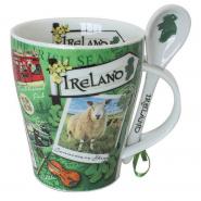 Cup with typical Irish sights and spoon