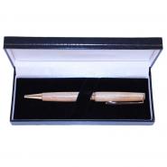 Donegal Pens, handgefertigte Kugelschreiber aus Kirschenholz Gold