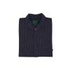 Grandfather Shirt - dark blue and white stripes S