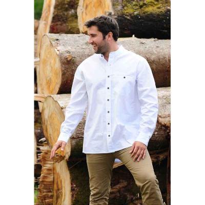 Stehkragenhemd / Grandfather Shirt - weiß S