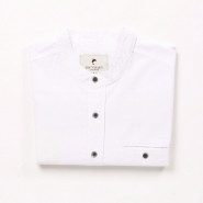 Stehkragenhemd / Grandfather Shirt - weiß S