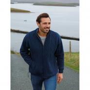 Mens aran cardigan blue L