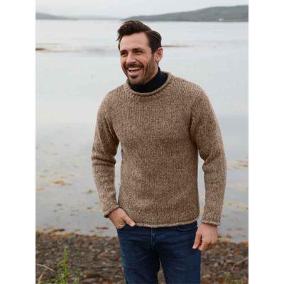 Mens knitted sweater, beige 2XL