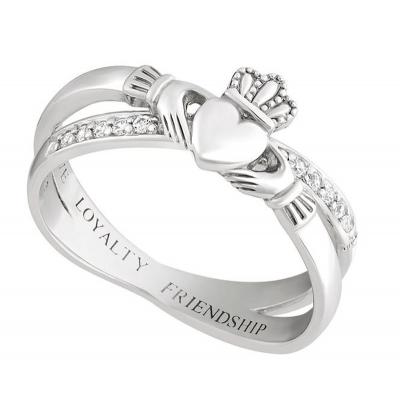Ladies Claddagh Ring, kiss, sterling silver