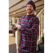 Nightdress ladies/men, maroon-blue checkered