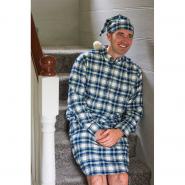 Nightdress ladies/men, blue-white checkered XL