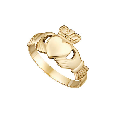 Damen Claddagh Ring, 14 Karat Gold Größe 50 / Innendurchmesser 16.0 mm / Intl. Größe 5