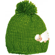 Children knit cap, green with sheep 0-1 year