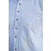 Stehkragenhemd / Grandfather Shirt - Weiß-dunkelblau gestreift XL