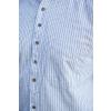 Stehkragenhemd / Grandfather Shirt - Weiß-dunkelblau gestreift 3XL