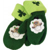 Children mittens, green with sheep 1-3 years