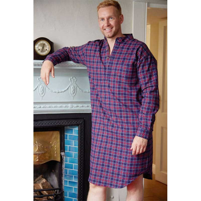 Nightshirt for ladies and men, purple tartan 3XL