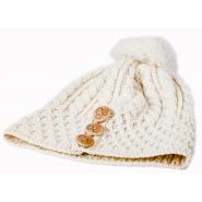 Knitted hat with Pompom, off-white
