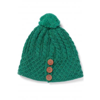Knitted hat with Pompom, green