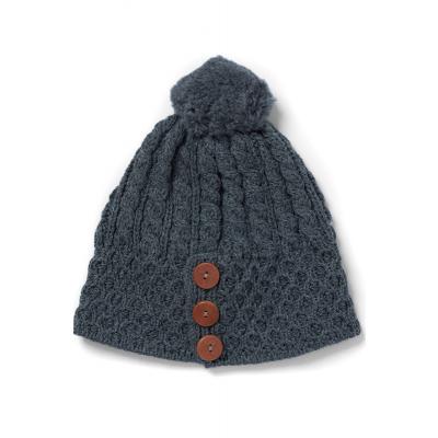 Knitted hat with Pompom, grey