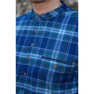 Stehkragenhemd / Grandfather Shirt Blue Check