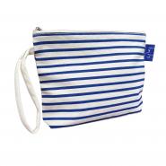 Small cosmetic bag, blue and white stripes