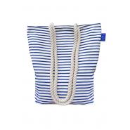 Beach bag, blue and white stripes