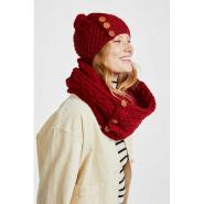 Strickmütze mit Bommel, rot