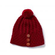 Strickmütze mit Bommel, rot