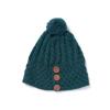 Knitted hat with bobble, petrol