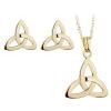 Set of earrings and pendant with Celtic knot pattern in 10K gold