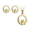 Set Ohrringe und Anhänger Claddagh, 10K Gold