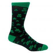 Cotton socks black with green shamrock motif