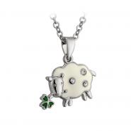Pendant sheep with shamrock in mouth