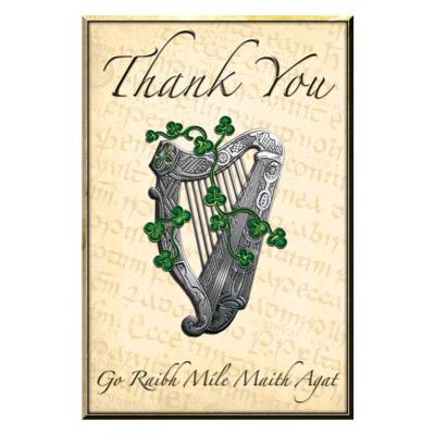 Celtic Greeting Card Thank you Harp