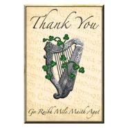 Celtic Greeting Card Thank you Harp